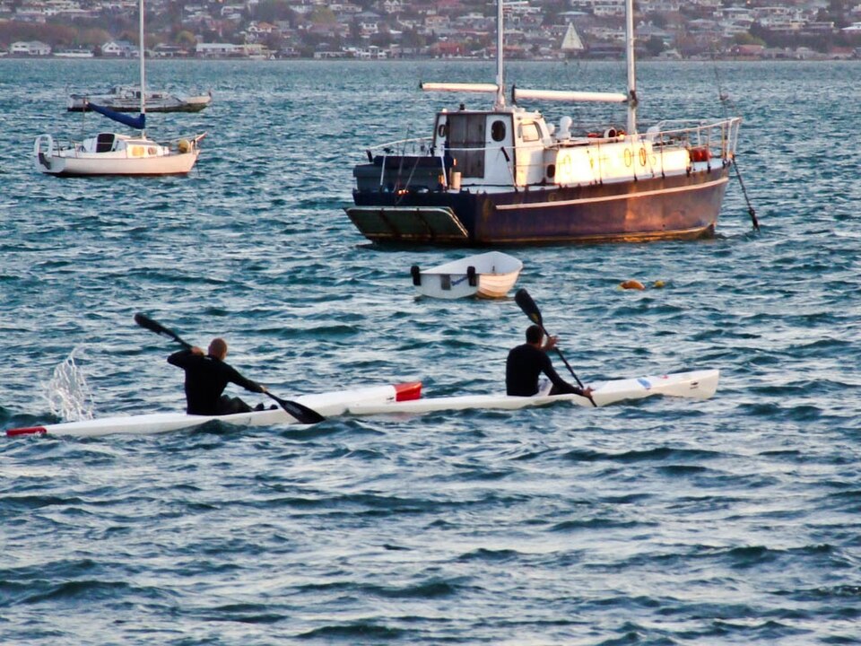 Group of kayakers near the shore
